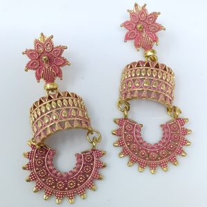 peacock design stud jhumka earrings