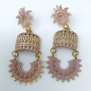peacock design stud jhumka earrings