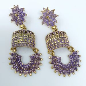 peacock design stud jhumka earrings