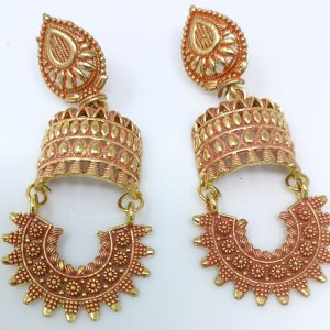 peacock design stud jhumka earrings