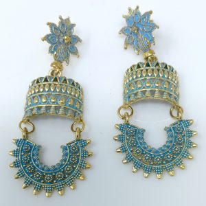 peacock design stud jhumka earrings