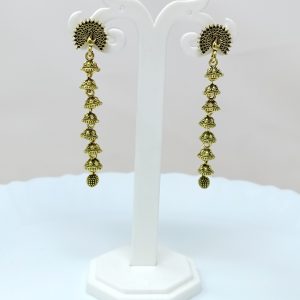 peacock green long drop earrings