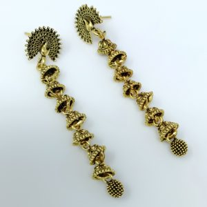 peacock green long drop earrings5