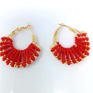 pearl earrings sky red