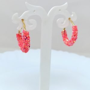 pink glitter hoop earrings