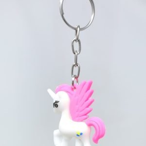 rainbow unicorn white keychain