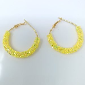 yellow glitter hoop earrings