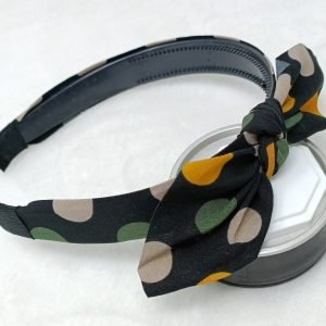 big polka dot knotted bow hairband black