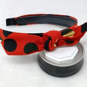 big polka dot knotted bow hairband red