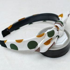 big polka dot knotted bow hairband white