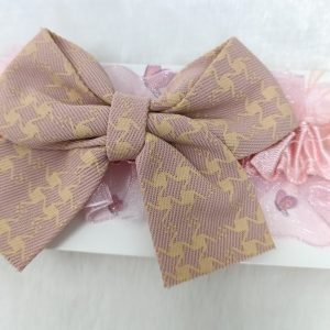 bow elastic hairband headband baby pink