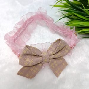 bow elastic hairband headband baby pink