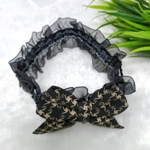bow elastic hairband headband black