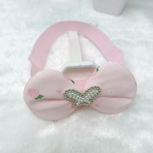 butterfly bow elastic hairband baby pink