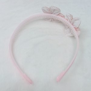 check flower headband baby pink