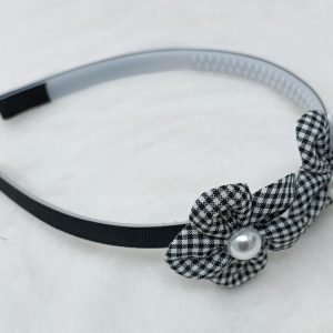 check flower headband hairband black