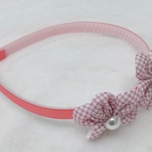 check flower headband hairband pink