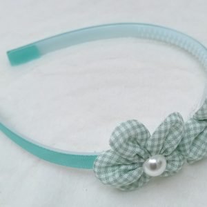 check flower headband hairband sky blue