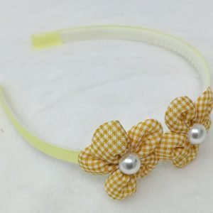 check flower headband hairband yellow