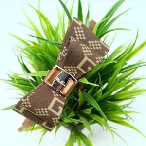 double layered bow hairband brown