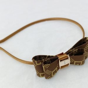 double layered bow hairband brown
