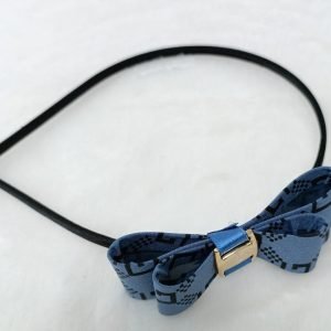 double layered bow hairband grey