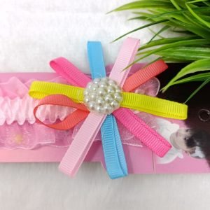 flower floral elastic hairband headband baby pink