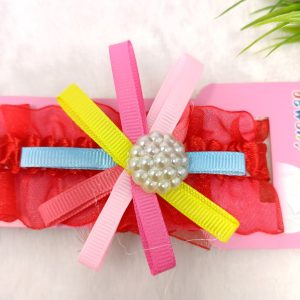 flower floral elastic hairband headband red