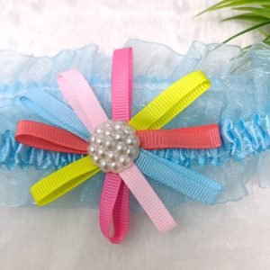 flower floral elastic hairband headband sky blue