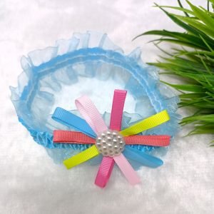 flower floral elastic hairband headband sky blue