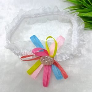 flower floral elastic hairband headband white