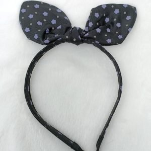 flower print knotted bow hairband headband light black