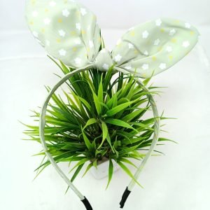 flower print knotted bow hairband headband light green