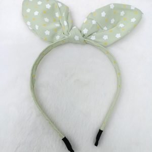 flower print knotted bow hairband headband light green
