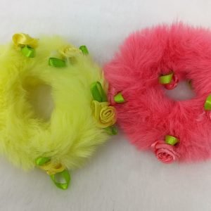 fur floral rubber bands yellow rose