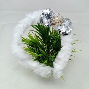 furr hair band with sequin bow white