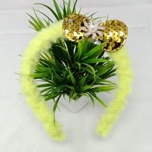 furr hair band with sequin bow yellow