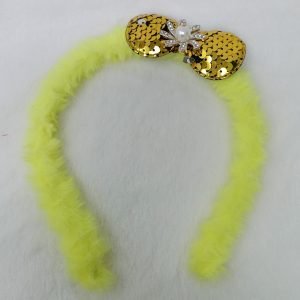 furr hair band with sequin bow yellow