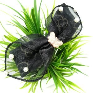 layered bow hairband With butterfly black