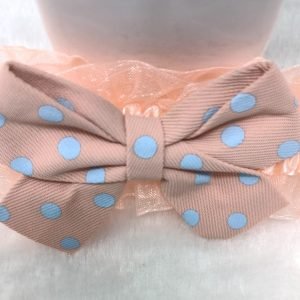 polka dot bow elastic hairband headband baby pink