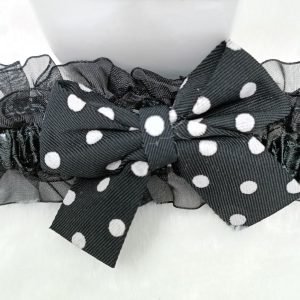 polka dot bow elastic hairband headband black