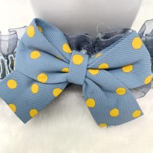 polka dot bow elastic hairband headband grey