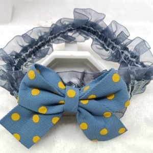 polka dot bow elastic hairband headband grey