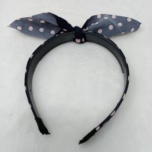 polka dot knotted bow hairband blue