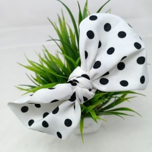polka dot knotted bow hairband white