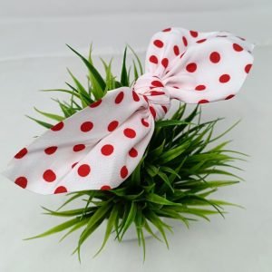 polka dot knotted bow hairband white red