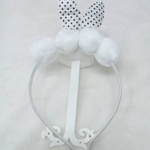 pom pom bunny ear hairband white