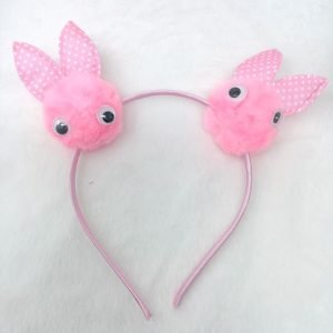 pom pom rabbit ear and eye hairband headband baby pink