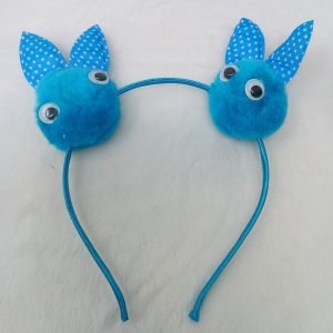 pom pom rabbit ear and eye hairband headband cyan