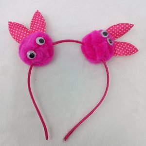 pom pom rabbit ear and eye hairband headband magenta